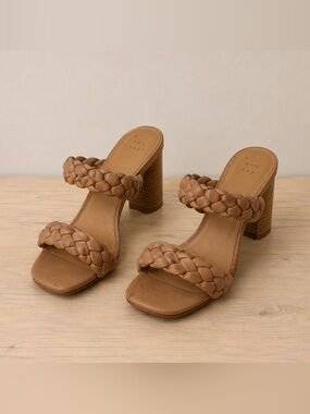 A New Day Tan Braided Strap Heels – Size 8 – Block Heel Sandals